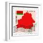 Stamp with Map and Flag of Belarus-Perysty-Framed Art Print