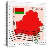 Stamp with Map and Flag of Belarus-Perysty-Stretched Canvas