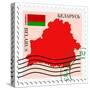 Stamp with Map and Flag of Belarus-Perysty-Stretched Canvas