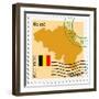 Stamp with Map and Flag of Belgium-Perysty-Framed Premium Giclee Print