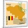 Stamp with Map and Flag of Belgium-Perysty-Mounted Premium Giclee Print