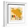 Stamp with Map and Flag of Belgium-Perysty-Framed Art Print