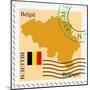 Stamp with Map and Flag of Belgium-Perysty-Mounted Art Print