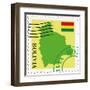 Stamp with Map and Flag of Bolivia-Perysty-Framed Art Print