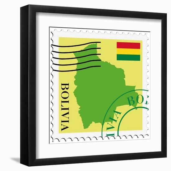 Stamp with Map and Flag of Bolivia-Perysty-Framed Art Print