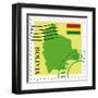 Stamp with Map and Flag of Bolivia-Perysty-Framed Art Print