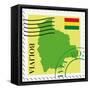 Stamp with Map and Flag of Bolivia-Perysty-Framed Stretched Canvas