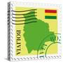 Stamp with Map and Flag of Bolivia-Perysty-Stretched Canvas