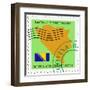 Stamp with Map and Flag of Bosnia and Herzegovina-Perysty-Framed Art Print