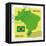 Stamp With Map And Flag Of Brazil-Perysty-Framed Stretched Canvas