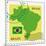 Stamp With Map And Flag Of Brazil-Perysty-Mounted Premium Giclee Print