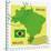 Stamp With Map And Flag Of Brazil-Perysty-Stretched Canvas