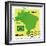 Stamp With Map And Flag Of Brazil-Perysty-Framed Art Print