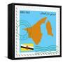 Stamp with Map and Flag of Brunei-Perysty-Framed Stretched Canvas