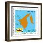 Stamp with Map and Flag of Brunei-Perysty-Framed Art Print