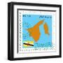 Stamp with Map and Flag of Brunei-Perysty-Framed Art Print