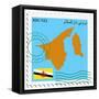 Stamp with Map and Flag of Brunei-Perysty-Framed Stretched Canvas