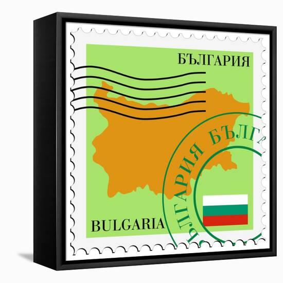 Stamp with Map and Flag of Bulgaria-Perysty-Framed Stretched Canvas