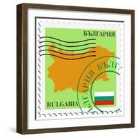 Stamp with Map and Flag of Bulgaria-Perysty-Framed Premium Giclee Print