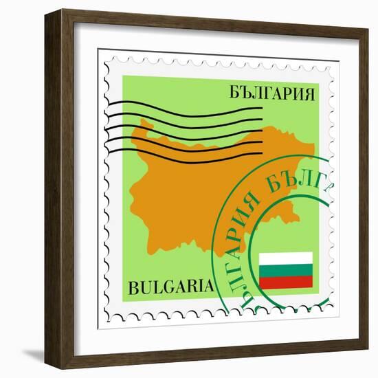 Stamp with Map and Flag of Bulgaria-Perysty-Framed Premium Giclee Print