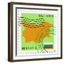 Stamp with Map and Flag of Bulgaria-Perysty-Framed Premium Giclee Print