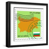 Stamp with Map and Flag of Bulgaria-Perysty-Framed Art Print