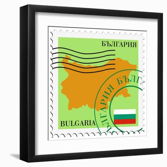 Stamp with Map and Flag of Bulgaria-Perysty-Framed Art Print