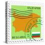 Stamp with Map and Flag of Bulgaria-Perysty-Stretched Canvas