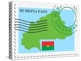 Stamp with Map and Flag of Burkina Faso-Perysty-Stretched Canvas
