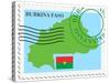 Stamp with Map and Flag of Burkina Faso-Perysty-Stretched Canvas