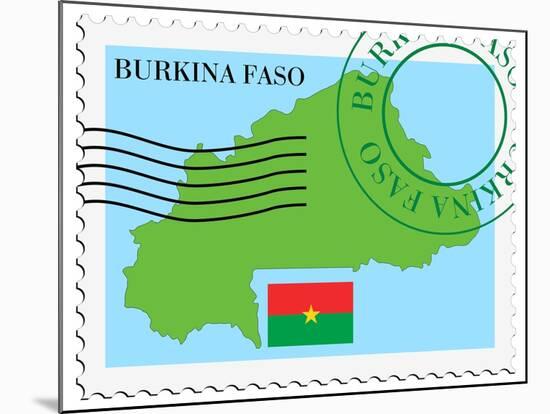 Stamp with Map and Flag of Burkina Faso-Perysty-Mounted Art Print