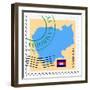 Stamp with Map and Flag of Cambodia-Perysty-Framed Premium Giclee Print