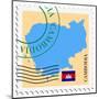 Stamp with Map and Flag of Cambodia-Perysty-Mounted Art Print