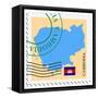 Stamp with Map and Flag of Cambodia-Perysty-Framed Stretched Canvas