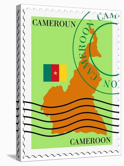 Stamp with Map and Flag of Cameroon-Perysty-Stretched Canvas