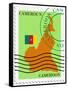 Stamp with Map and Flag of Cameroon-Perysty-Framed Stretched Canvas