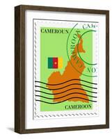 Stamp with Map and Flag of Cameroon-Perysty-Framed Art Print