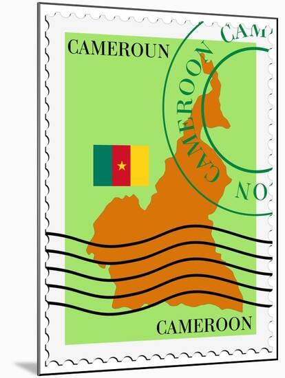 Stamp with Map and Flag of Cameroon-Perysty-Mounted Art Print