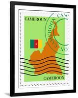 Stamp with Map and Flag of Cameroon-Perysty-Framed Art Print