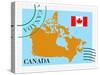 Stamp with Map and Flag of Canada-Perysty-Stretched Canvas