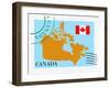Stamp with Map and Flag of Canada-Perysty-Framed Art Print