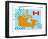 Stamp with Map and Flag of Canada-Perysty-Framed Art Print