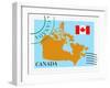 Stamp with Map and Flag of Canada-Perysty-Framed Art Print