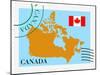 Stamp with Map and Flag of Canada-Perysty-Mounted Art Print