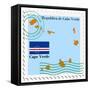 Stamp with Map and Flag of Cape Verde-Perysty-Framed Stretched Canvas