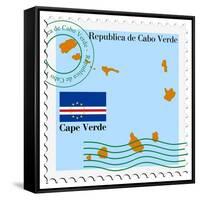 Stamp with Map and Flag of Cape Verde-Perysty-Framed Stretched Canvas