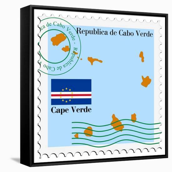 Stamp with Map and Flag of Cape Verde-Perysty-Framed Stretched Canvas