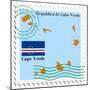 Stamp with Map and Flag of Cape Verde-Perysty-Mounted Premium Giclee Print