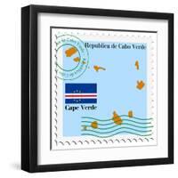 Stamp with Map and Flag of Cape Verde-Perysty-Framed Art Print