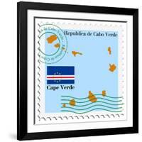 Stamp with Map and Flag of Cape Verde-Perysty-Framed Art Print